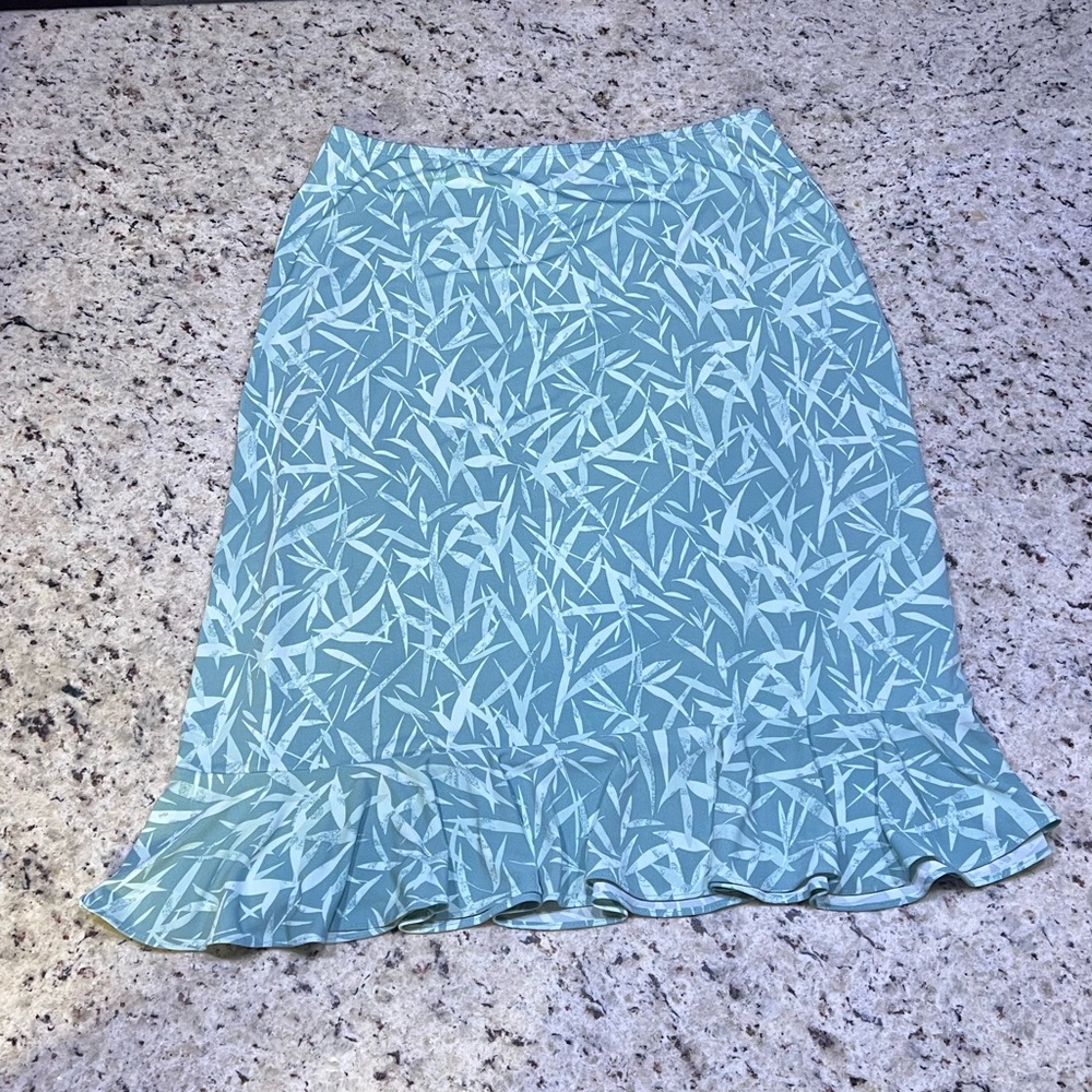 Merona Blue Leaf Print Midi Skirt - Picture 2 of 4